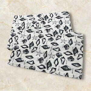 Lot 4 Placemats Beach Nautical Dining Decor White Navy Blue Ocean Excellent